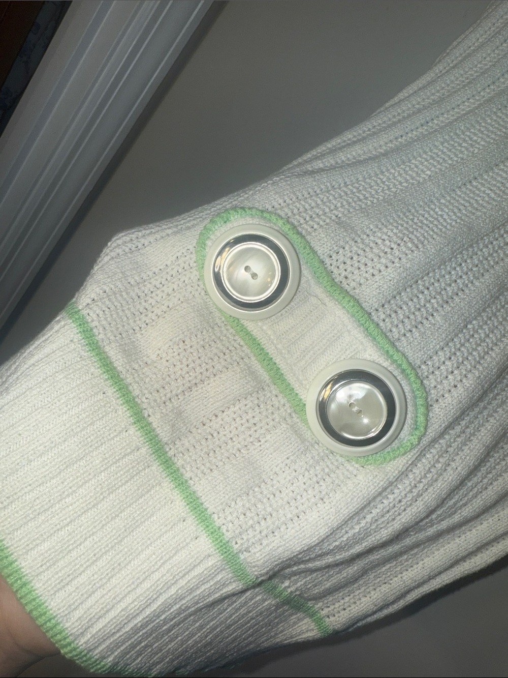 Archival Vintage D&G White Ribbed Tank with Light Green Trim and Button Details - Picture 8 of 9